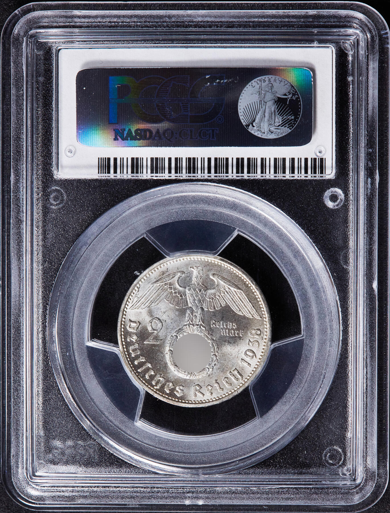 【俄甄集藏】“万象更新、马呈祥瑞”迎新春俄甄精品场-2026年(047)01-21 星期三 晚 19:30 全场包邮 德国第三帝国1938年A版2马克银币，PCGS MS64，车轮转光，原图联系客服或者查询相关官网查看