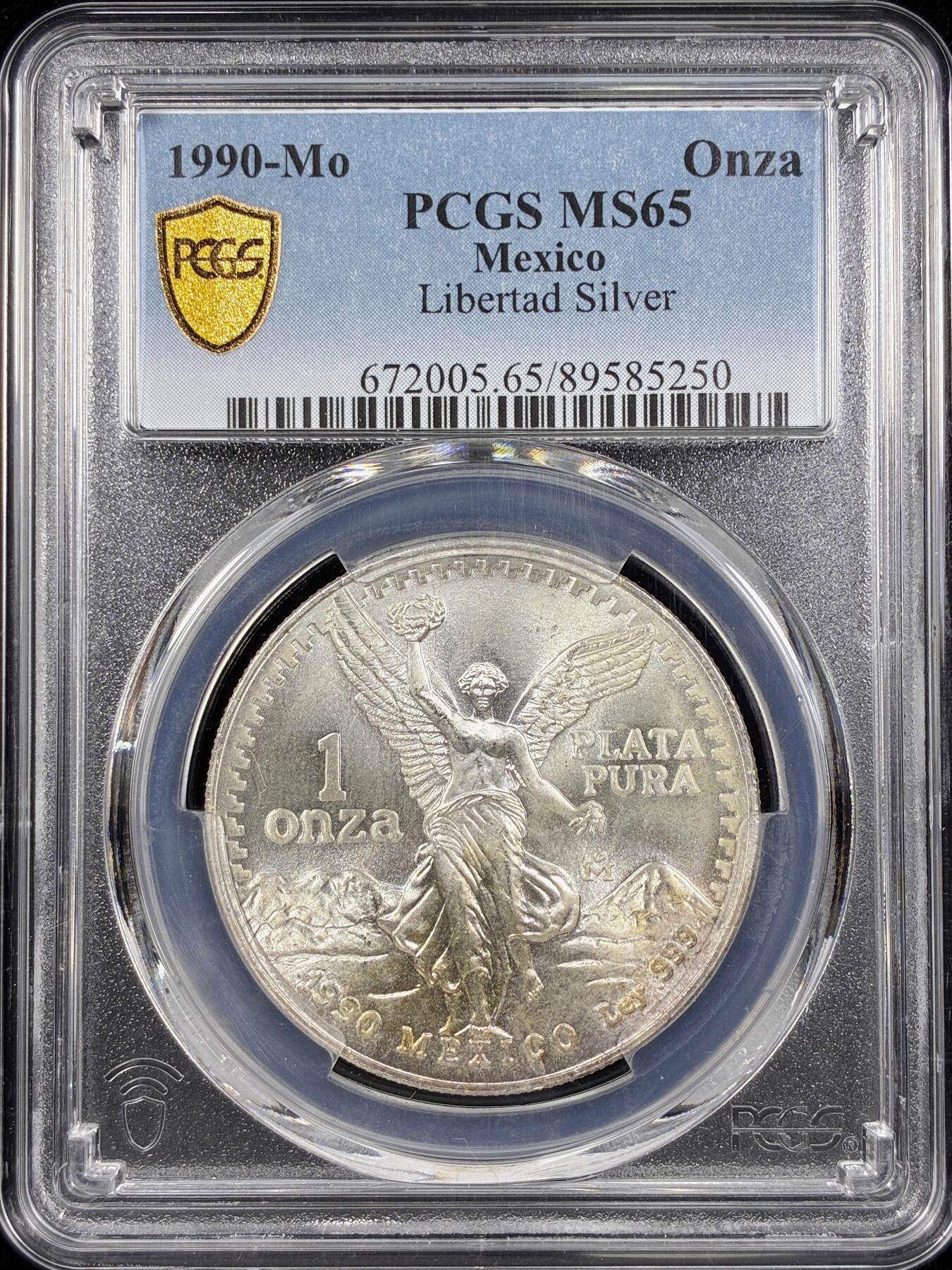 【雨安】【直播拍卖】【第0124期-评级币章】2026-01-17 周六 19:30 [评级现代] Mexico 墨西哥 投资银 自由女神 1盎司 1990年  PCGS-MS65