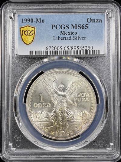 【雨安】【直播拍卖】【第0124期-评级币章】2026-01-17 周六 19:30 - [评级现代] Mexico 墨西哥 投资银 自由女神 1盎司 1990年  PCGS-MS65