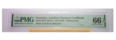 PMG MS66 德国第三帝国1942年展翅鹰1马克 原光挺版 PMG MS66 德国第三帝国1942年展翅鹰1马克 原光挺版