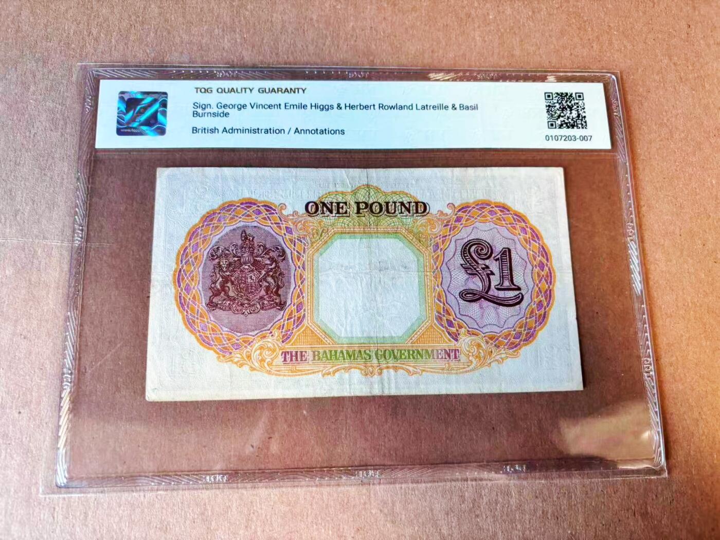 【Blue Auction】世界纸币精拍第776期——18级TOP拍卖/信誉/品质/专业/高效💫 【e版】巴哈马 1936年1镑 英王乔六 TQG30