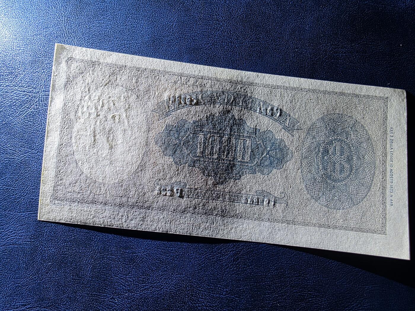 叁拾收藏第34期 意大利1947年1000里拉  UNC