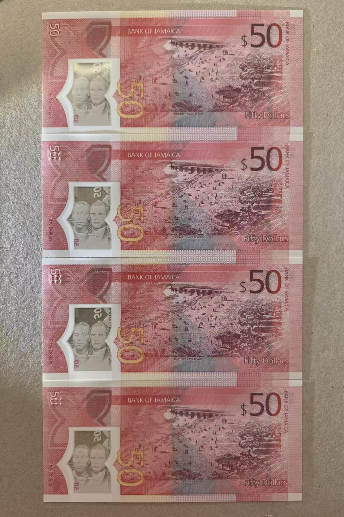 【Blue Auction】世界纸币精拍第776期——18级TOP拍卖/信誉/品质/专业/高效💫 【一组4张AA冠】牙买加 新版50元 全新UNC