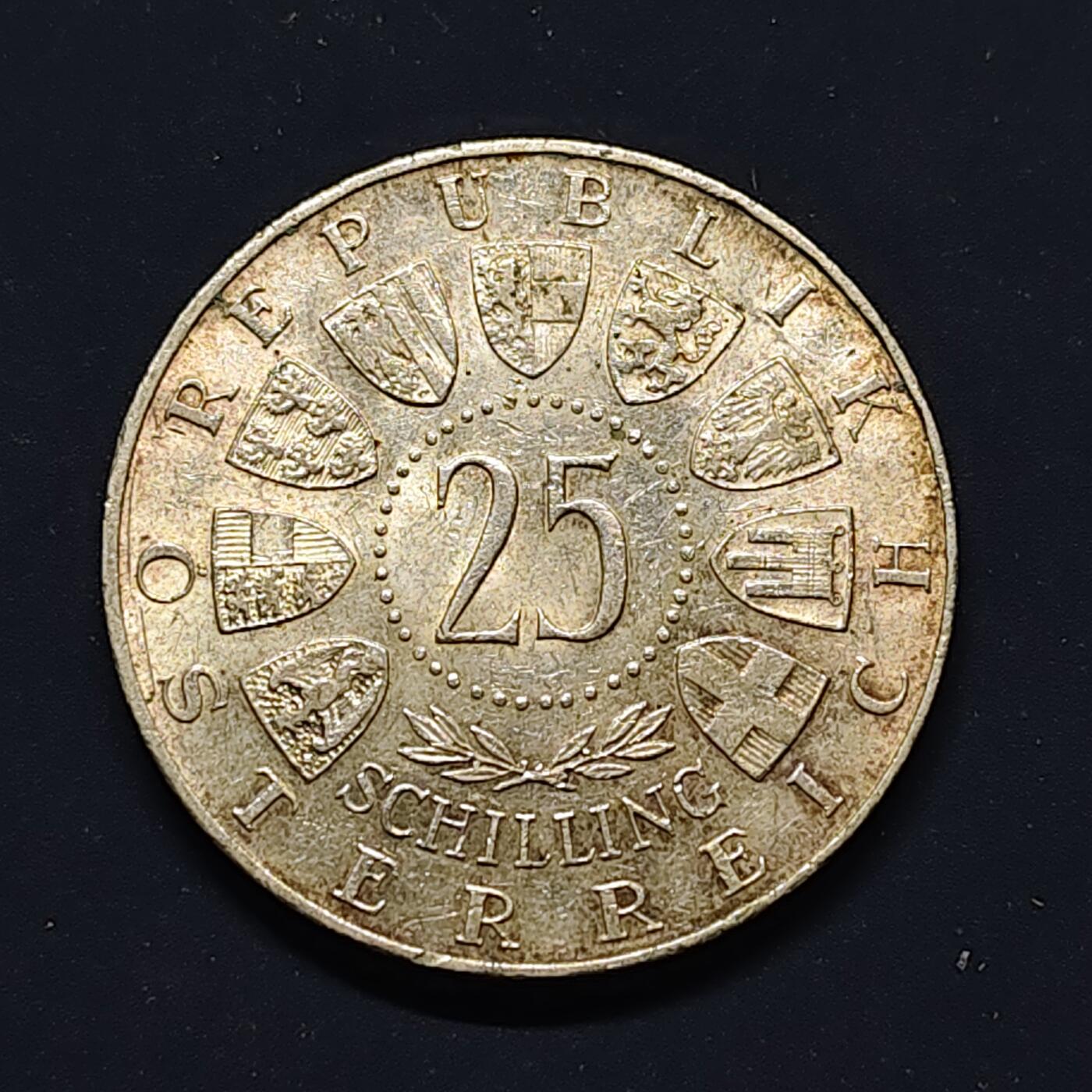 【全场包邮】纯粹捡漏拍495场-持续更新中 奥地利1958年25先令韦尔斯巴赫第诞辰100周年纪念银币