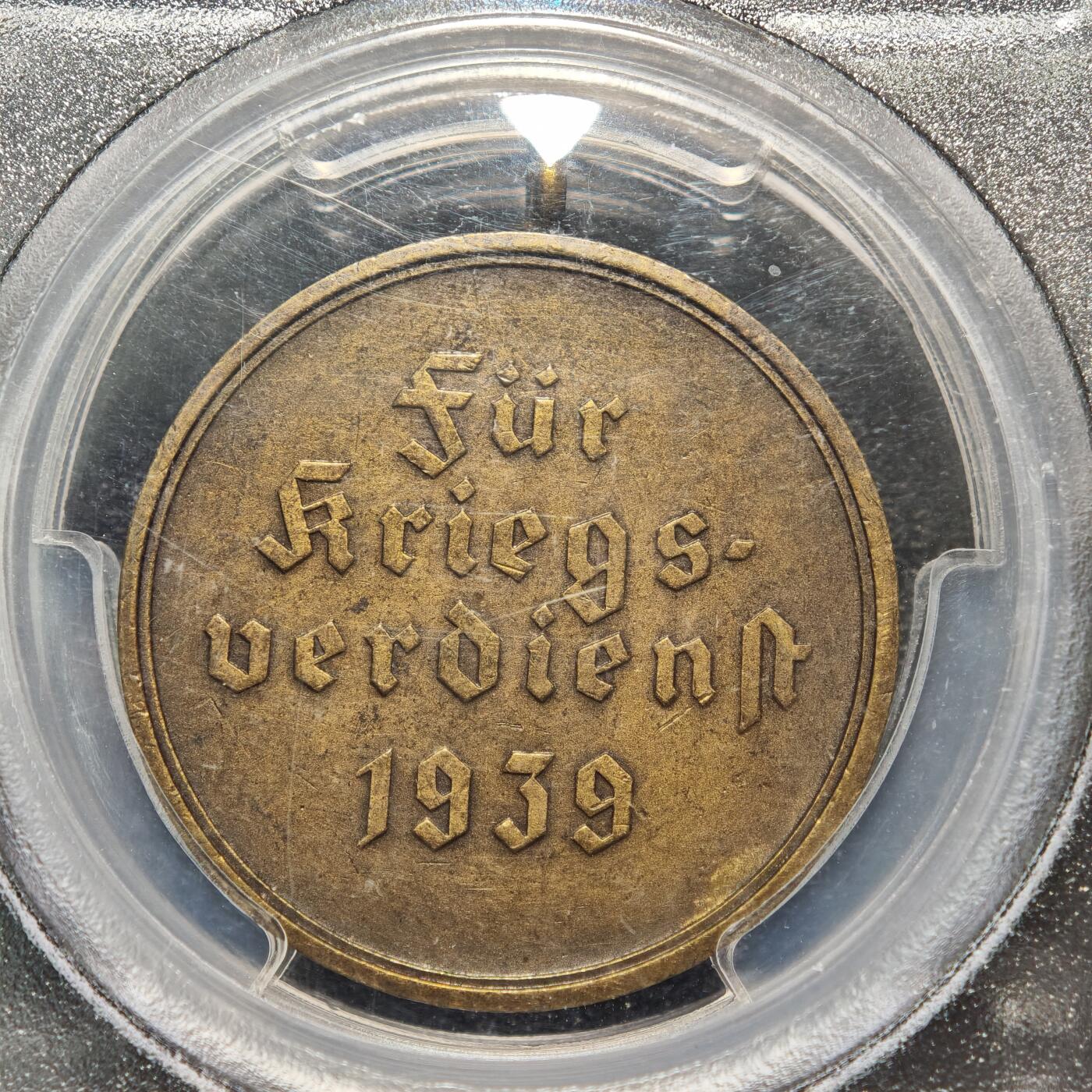 【德藏】世界币章拍卖第162期（拍品征集中~欢迎藏友联系） 1939年 德国德国民族社会主义工人党标志铜章原铸吊环 PCGS MS63（原图请查询PCGS评级公司官网）