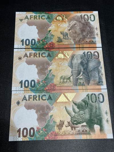 《外钞收藏家》第六百零三期（精选场）（本平台长期征集拍品、欢迎藏友们联系合作） - 非洲动物系列-狮子、大象、犀牛 俄罗斯Goznak印钞厂测试钞精美纪念券 全新UNC