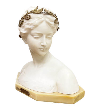 上海拍卖行2025年秋季古董珍玩拍卖会 - 意大利卡雷拉卡雷拉大理石雕塑作品《POESIE》(27.5×13.5×26cm)