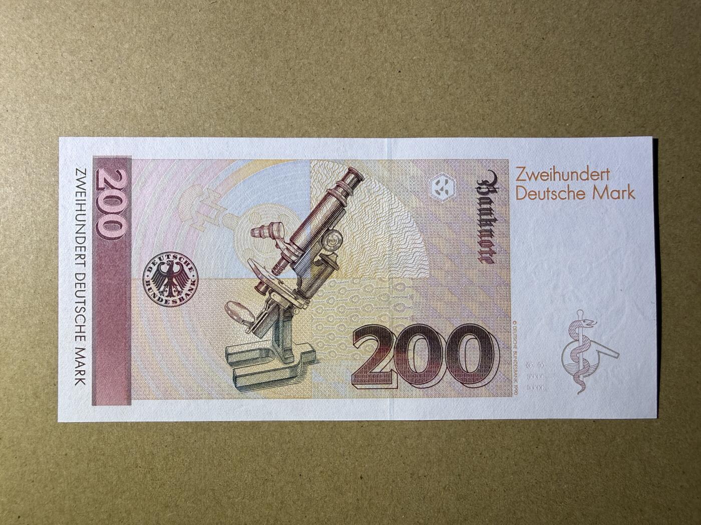 《艾美收藏》第229期-1.18周日外币荟萃 德国200马克 UNC 1989年 德国医学家保罗·埃尔利希 AA冠