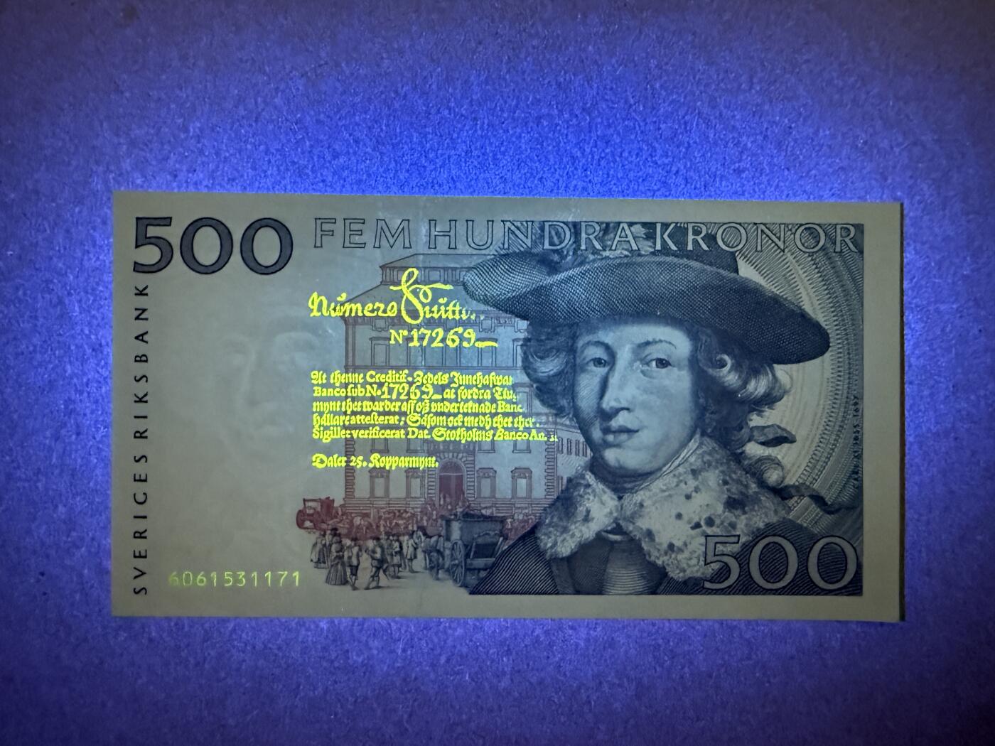 《艾美收藏》第229期-1.18周日外币荟萃 瑞典500克朗 UNC 稀少蓝卡尔 背面轻微荧光 无4