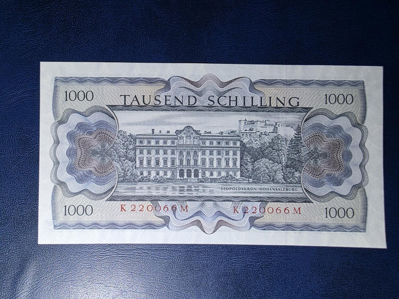 叁拾收藏第34期 奥地利1966年1000先令  苏特纳  UNC