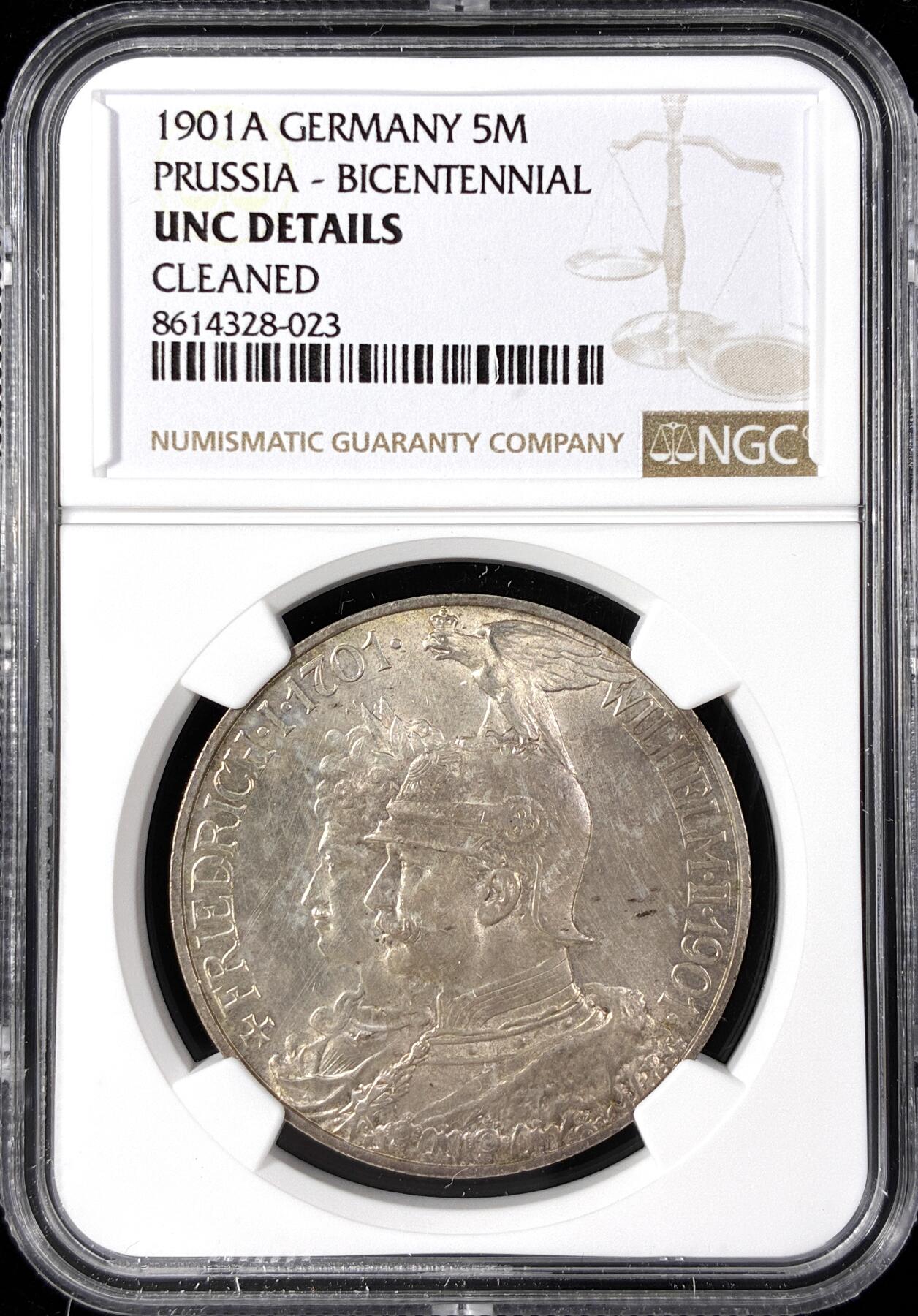 【雨安】【直播拍卖】【第0124期-评级币章】2026-01-17 周六 19:30 [评级德国] Germany 德国 帝国 J.106 普鲁士 5马克 (1901) 建国 1901年  NGC-UNC