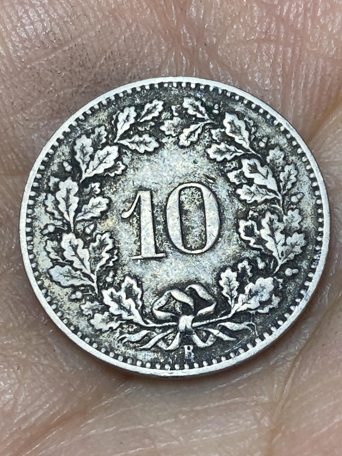 2026年第八场(总第一百七十七场）外国好品散币场(免佣金) 稀少早期年份–瑞士🇨🇭1895年10拉彭(第二版，B标伯尔尼造)