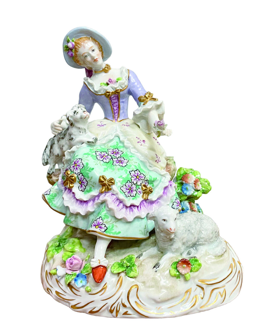 上海拍卖行2025年秋季古董珍玩拍卖会 约19世纪末德国Sitzendolf古董人物瓷偶