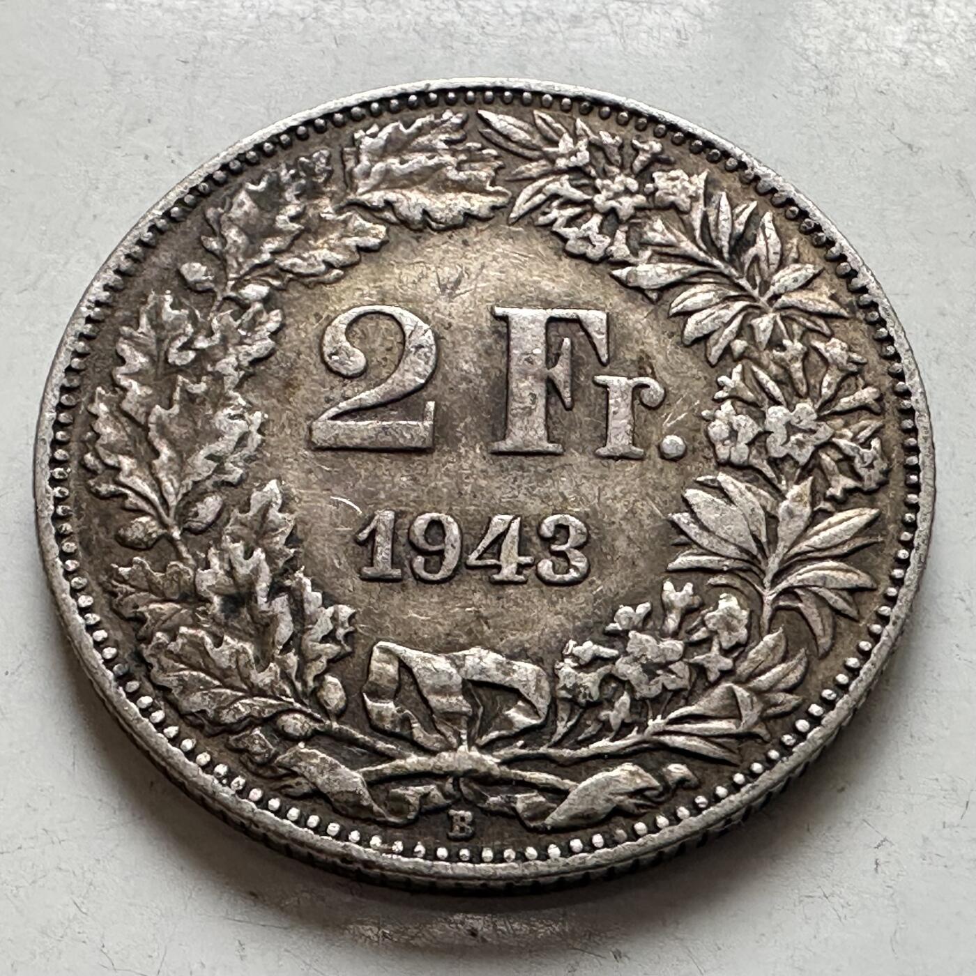 🌹外币初藏🌹🐯2026年第8场  每周二四六晚8️⃣点 接代拍 瑞士1943年2法郎银币 10克835银