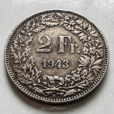 🌹外币初藏🌹🐯2026年第8场  每周二四六晚8️⃣点 接代拍 - 瑞士1943年2法郎银币 10克835银