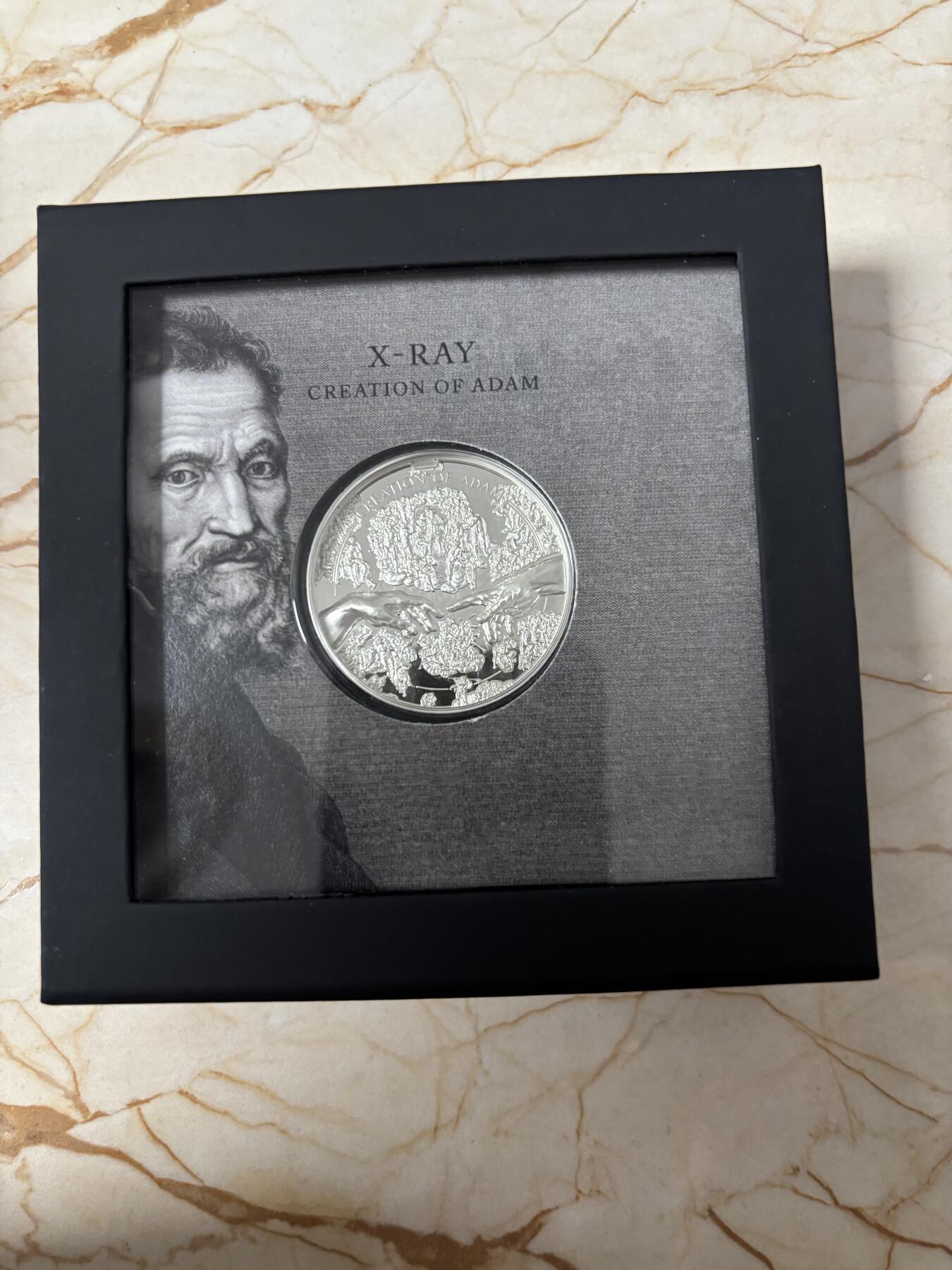 第188期拍卖 库克2023年X光3米开朗基罗创世纪1盎司银币，999银，发行1500枚