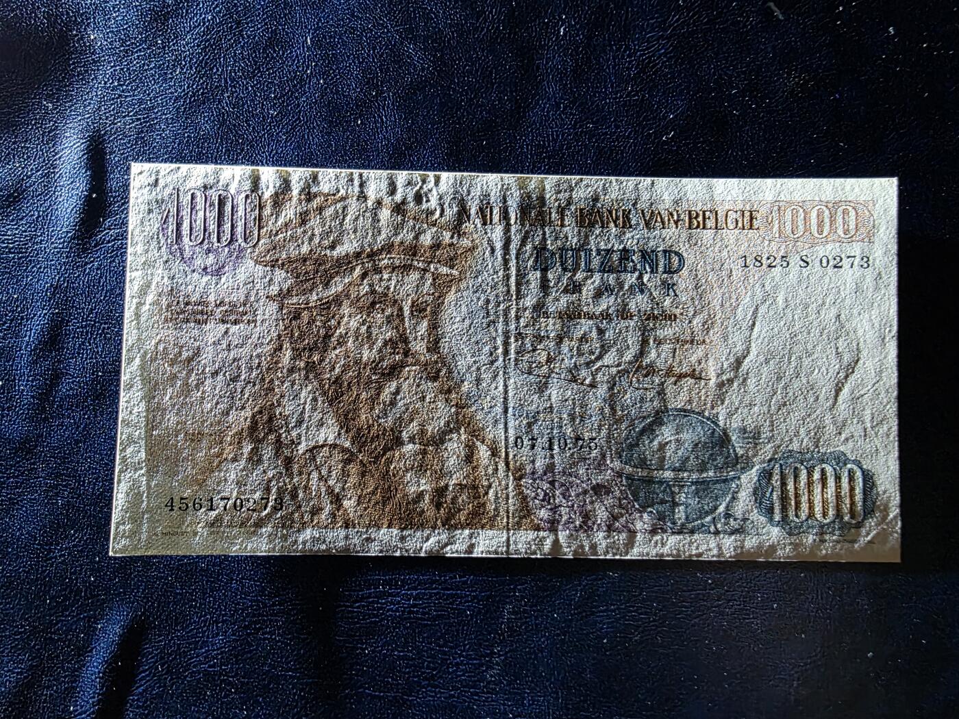 叁拾收藏第34期 比利时1975年1000法郎  大力神  AU