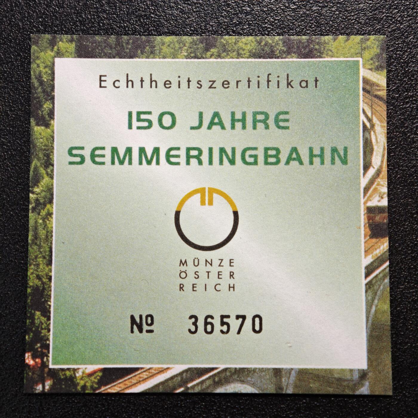 【德藏】世界币章拍卖第162期（拍品征集中~欢迎藏友联系） 2004年 奥地利阿尔卑斯铁路150周年25欧元银铌纪念币 原盒 带证书