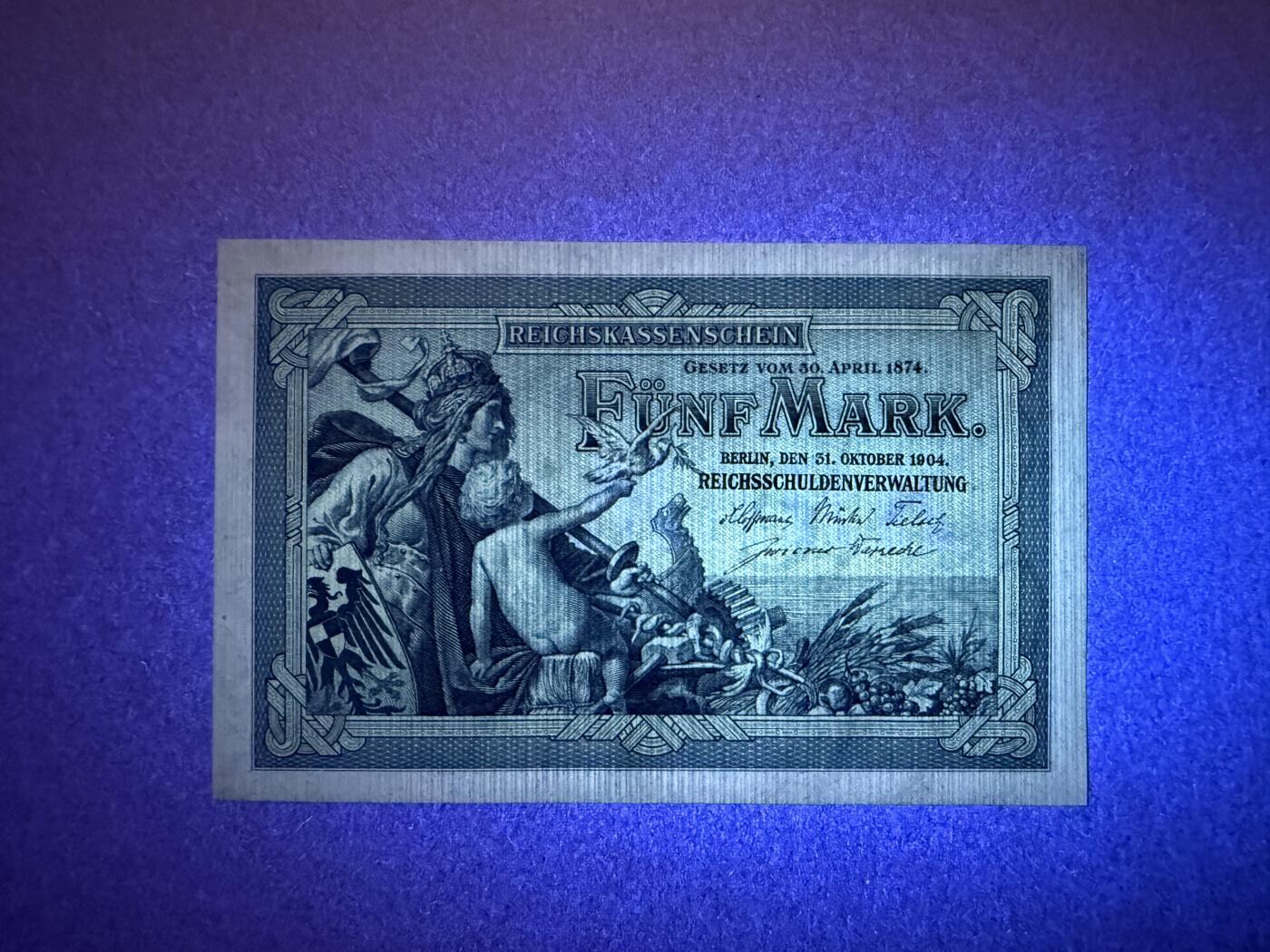 《艾美收藏》第229期-1.18周日外币荟萃 德国5马克 UNC 1904年老版本 德国帝国银行 无4