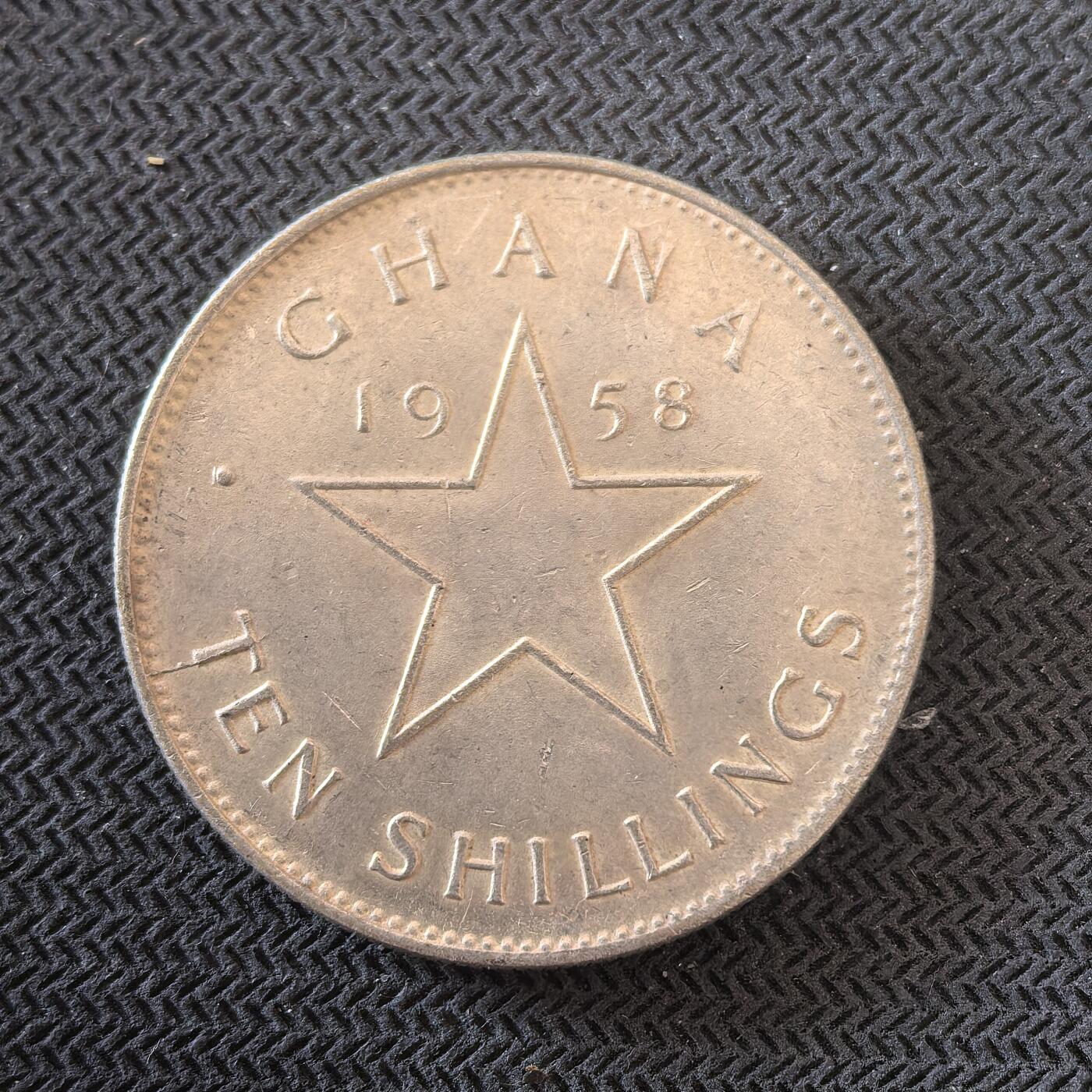 道一币馆币章第一百六十三场 加纳1958年建国首版10先令银币  28.28g 925s