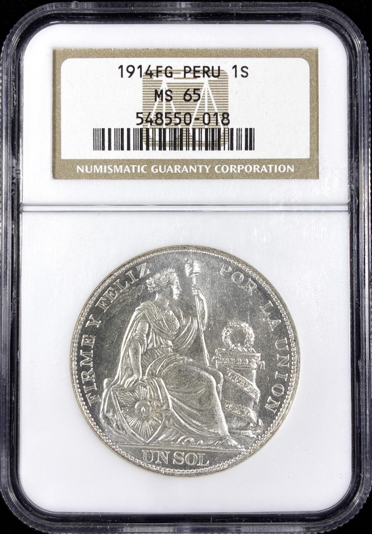 【雨安】【直播拍卖】【第0124期-评级币章】2026-01-17 周六 19:30 [评级美洲] Peru 秘鲁 1索尔 1914年 1914年  NGC-MS65