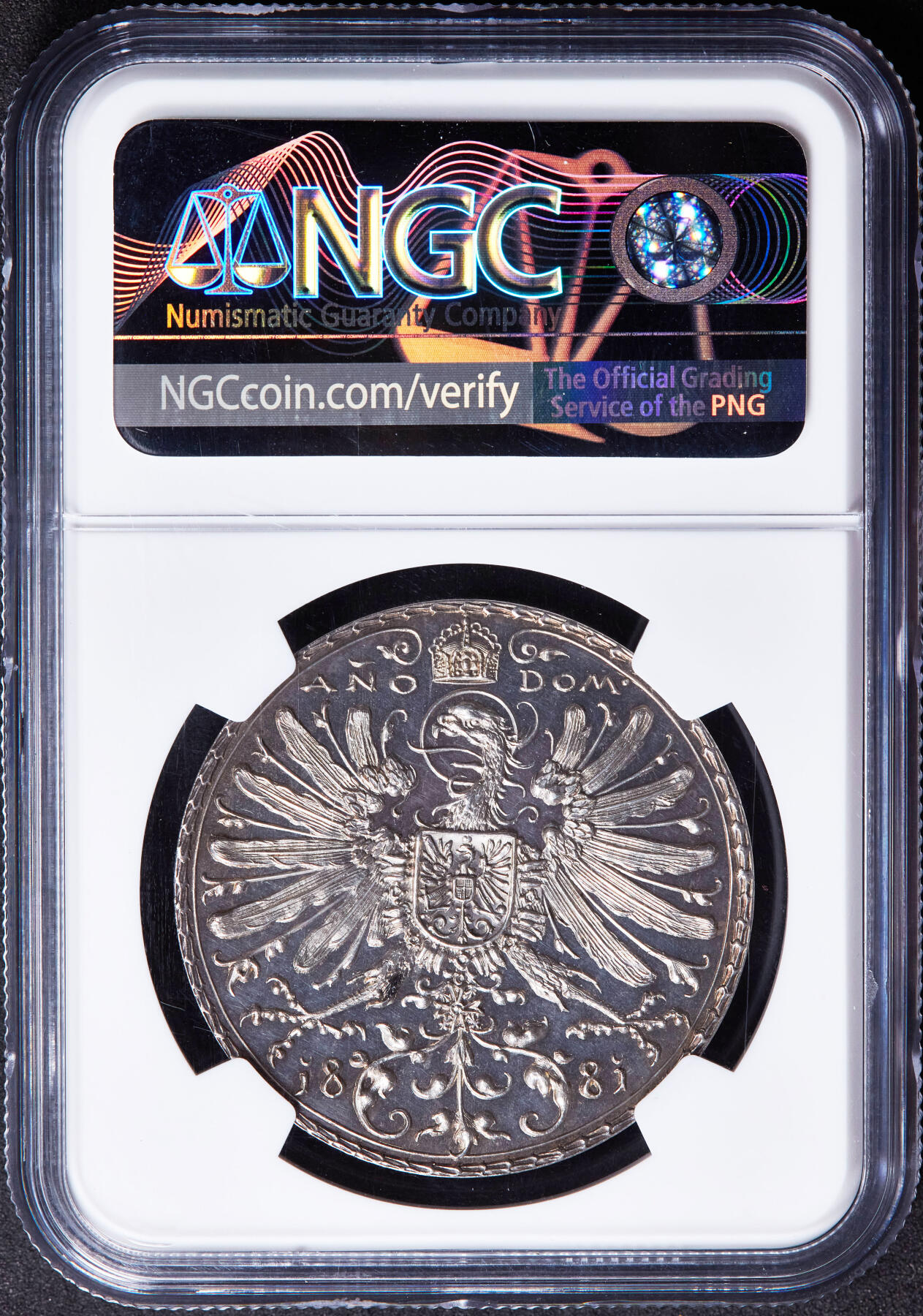 【俄甄集藏】“万象更新、马呈祥瑞”迎新春俄甄精品场-2026年(047)01-21 星期三 晚 19:30 全场包邮 德国巴伐利亚1881年纪念慕尼黑联邦射击节大银章，MGC MS63，原味老包浆，转光品相，底板凝霜，经典品种