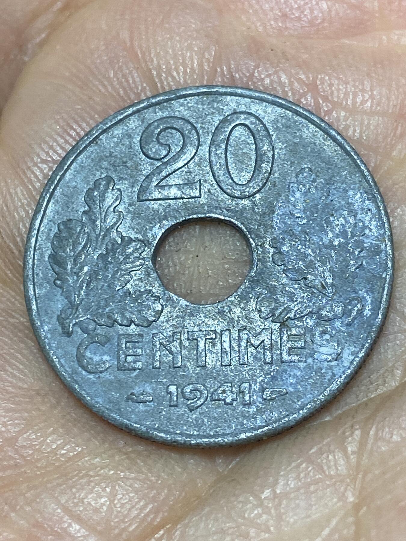 2026年第八场(总第一百七十七场）外国好品散币场(免佣金) 法国1941年20生丁(维希傀儡政府时期)