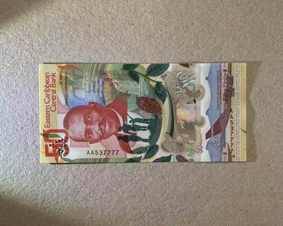 【Blue Auction】世界纸币精拍第776期——18级TOP拍卖/信誉/品质/专业/高效💫 -  【AA冠狮子7】东加勒比 新版50元 塑料钞 全新UNC