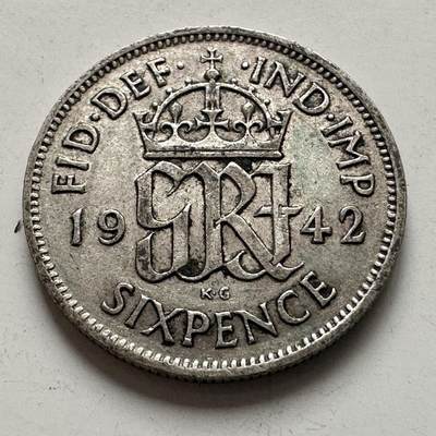 🌹外币初藏🌹🐯2026年第8场  每周二四六晚8️⃣点 接代拍 - 英国1942年6便士银币 2.8克50%银