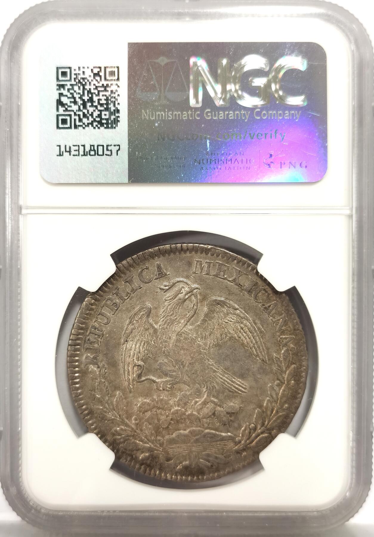 博洋堂世界钱币拍卖第157期（全场包邮） NGC AU53 五彩墨西哥1825年ZS版墨西哥鹰洋 ZS厂首个年份 十分稀少罕见