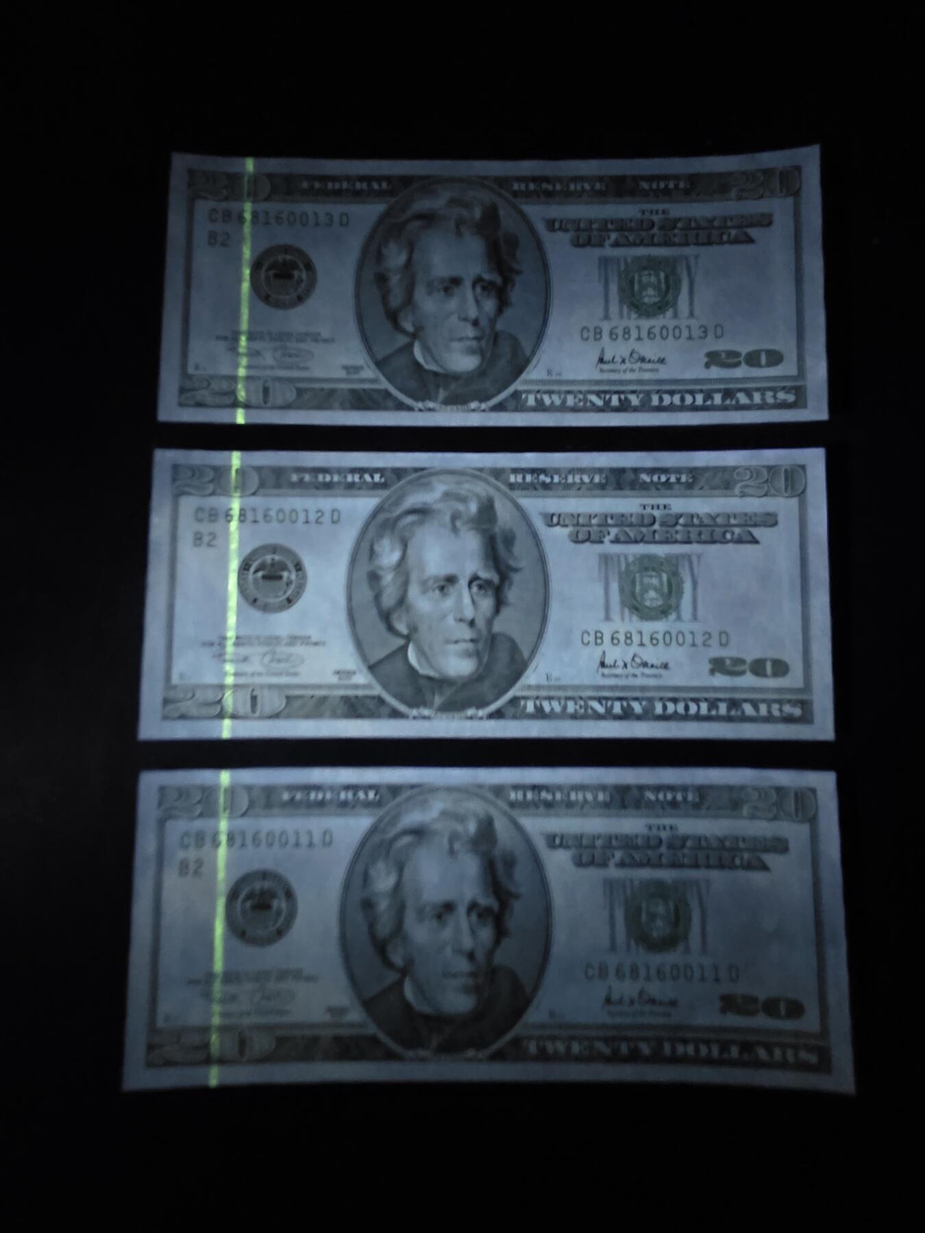 叁拾收藏第34期 美国大头20元  3连号  UNC