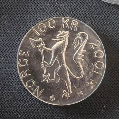 道一币馆币章第一百六十三场 - 挪威2001年诺贝尔百年100克朗纪念银币  33.6g 925S 50000
