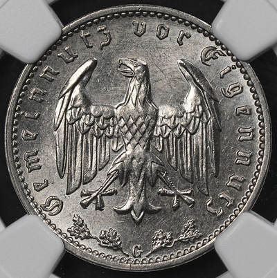 修遠堂世界钱币第101期 - NGC MS64 1937年德国1马克  G厂铭