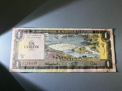 咖啡豆•收藏 2026年Jan_21th世界各国纸币拍卖 - 萨尔瓦多 1977年 1科朗 全新UNC 外国纸币