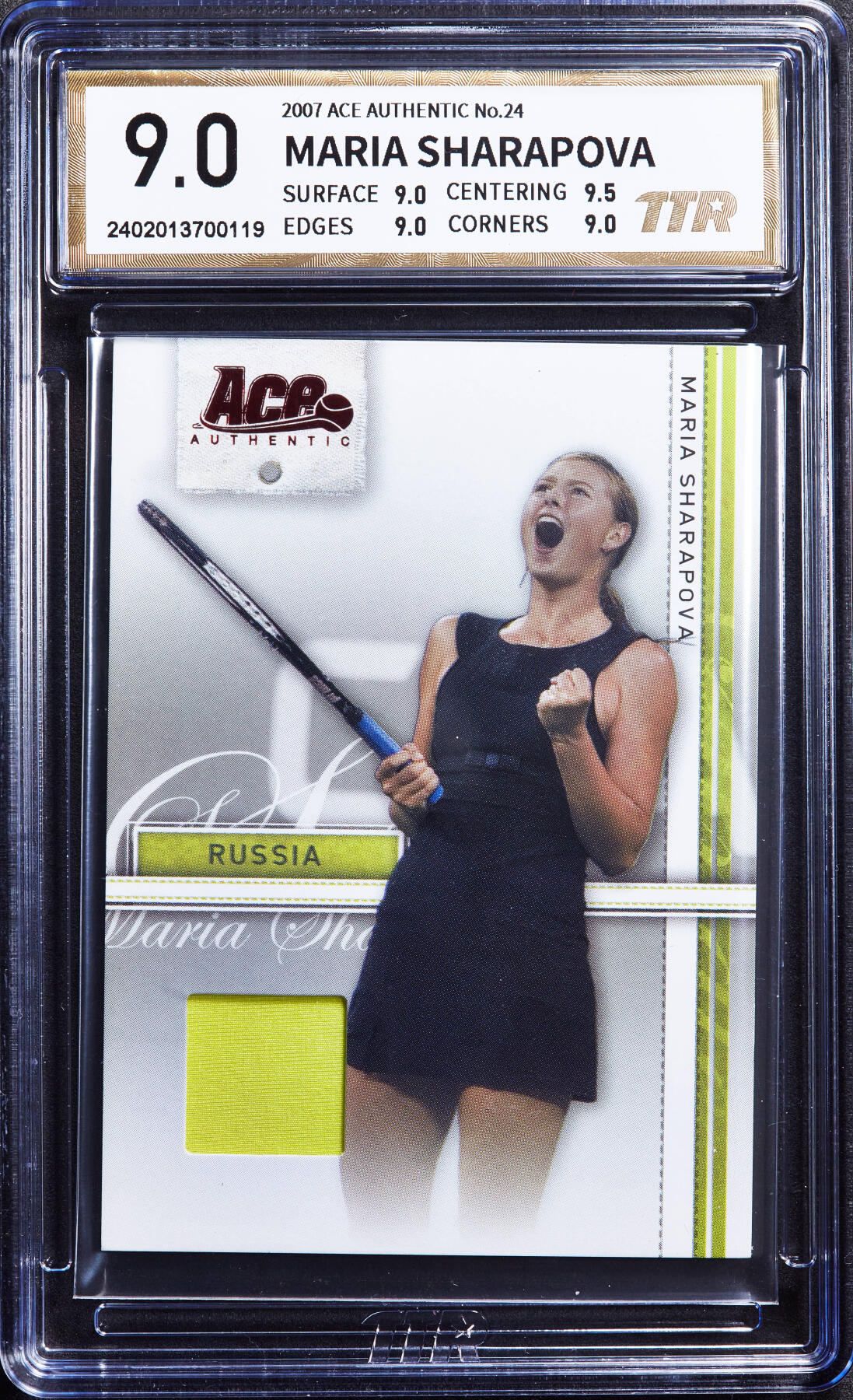 【俄甄集藏】“万象更新、马呈祥瑞”迎新春俄甄精品场-2026年(047)01-21 星期三 晚 19:30 全场包邮 卡片-Ace Authentic俄罗斯网球明星莎拉波娃，TTR 9.0，2007年落场球衣原件