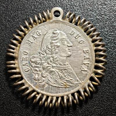 【德藏】世界币章拍卖第162期（拍品征集中~欢迎藏友联系） - 1743年(后铸) 德国巴伐利亚卡尔·阿尔布雷西特金属吊坠 直径约：41.4mm；重约：18.6g