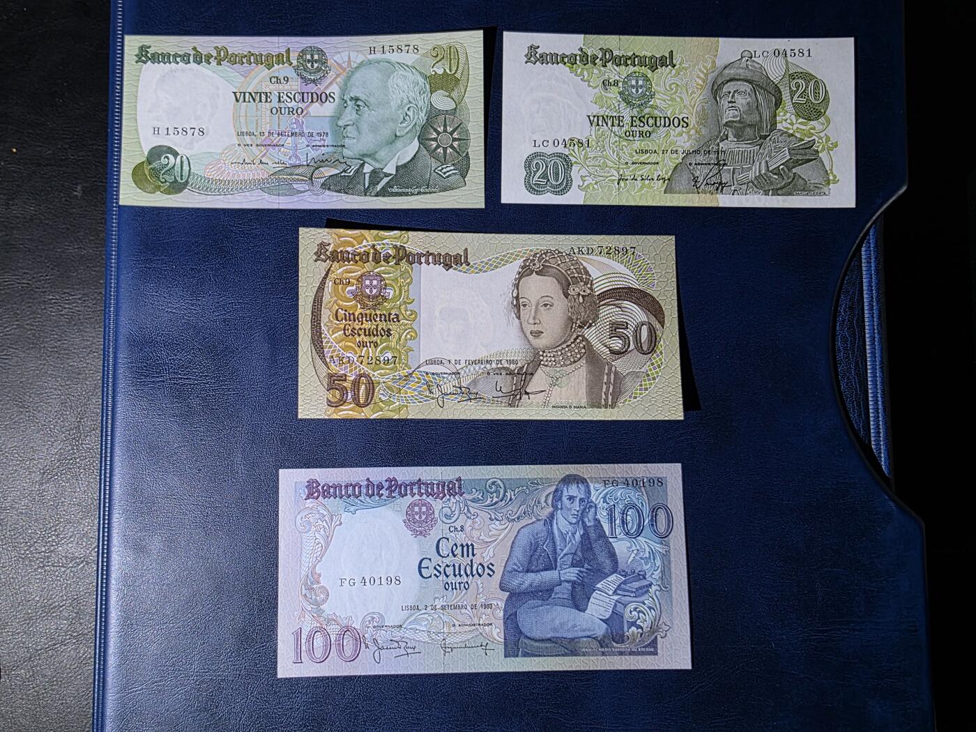 叁拾收藏第34期 葡萄牙早期小面值4张  UNC