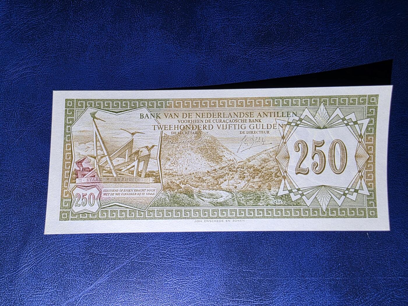 叁拾收藏第34期 安的列斯1967年250盾  UNC