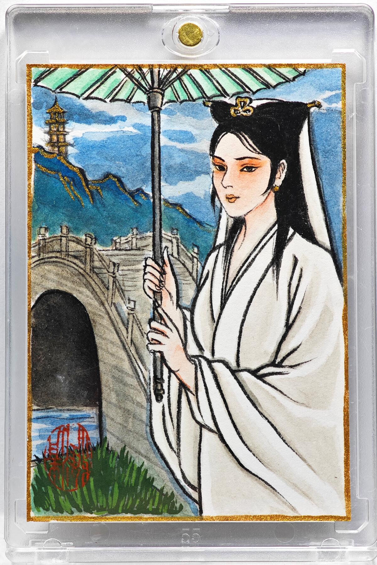 白泽拍卖卡牌手绘专场第31期（岁寒知松柏 春意已可期） 2025 卢艺丰绘卡 白蛇  卢艺丰签题 卡砖封装