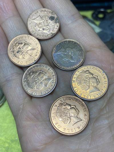 2026年第八场(总第一百七十七场）外国好品散币场(免佣金) - 英属马恩岛🇮🇲1便士6枚：1995年99年2007年08年15年