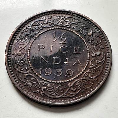 🌹外币初藏🌹🐯2026年第8场  每周二四六晚8️⃣点 接代拍 - 英属印度1939年1/2派沙