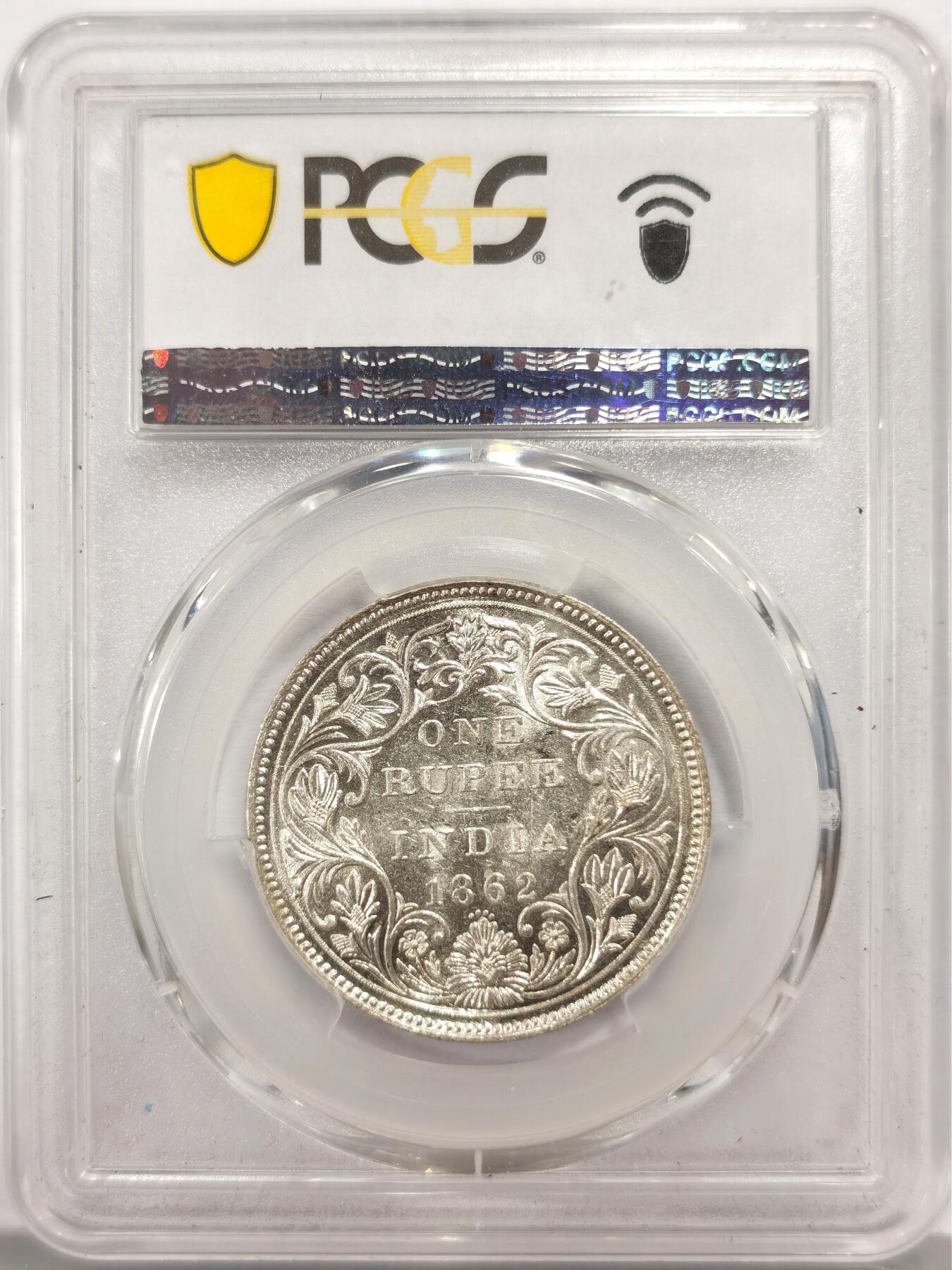 博洋堂世界钱币拍卖第157期（全场包邮） PCGS MS61 英属印度1862年维多利亚1卢比银币，镜面感低评