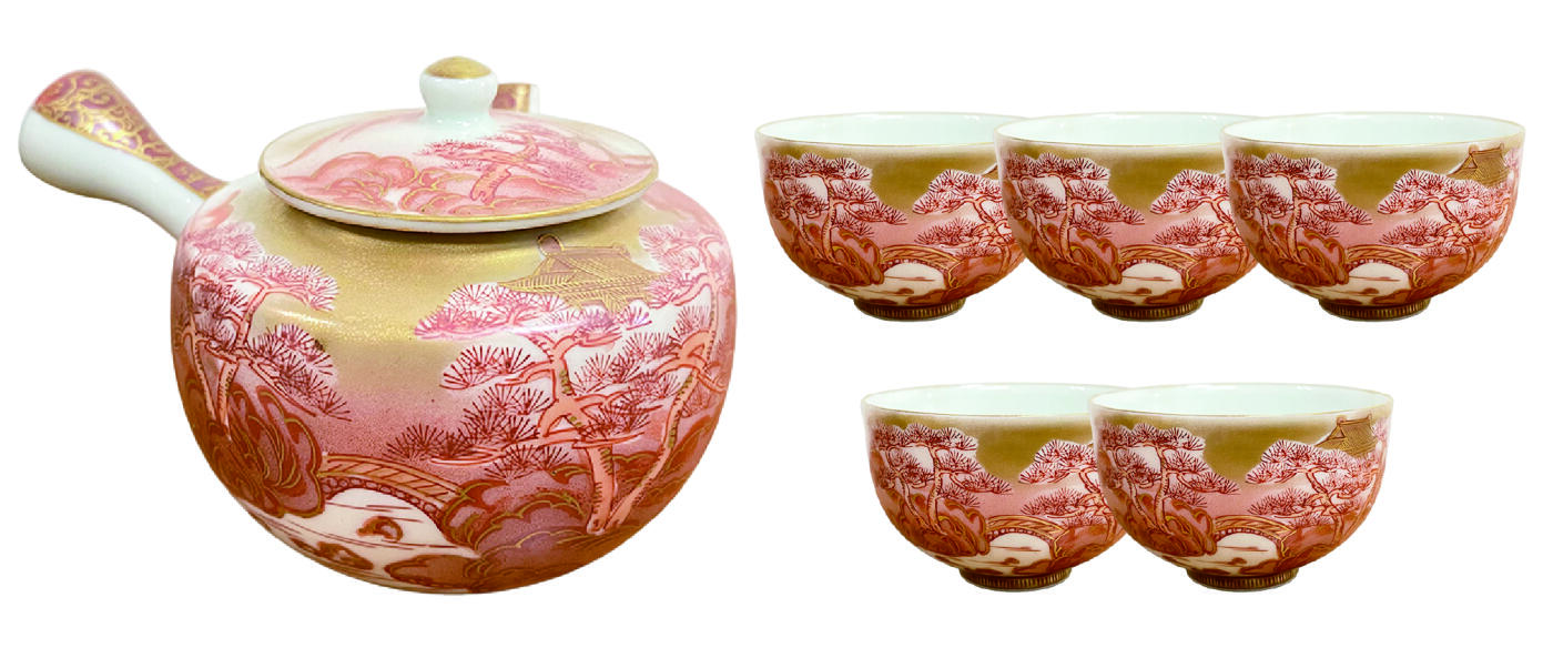 上海拍卖行2025年秋季古董珍玩拍卖会 日本昭和时期九谷烧名家制满赤绘茶具套组