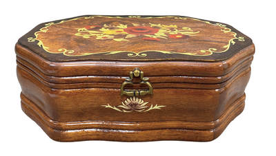 上海拍卖行2025年秋季古董珍玩拍卖会 - 约20世纪初法国桃花心木古董带镜八音首饰盒