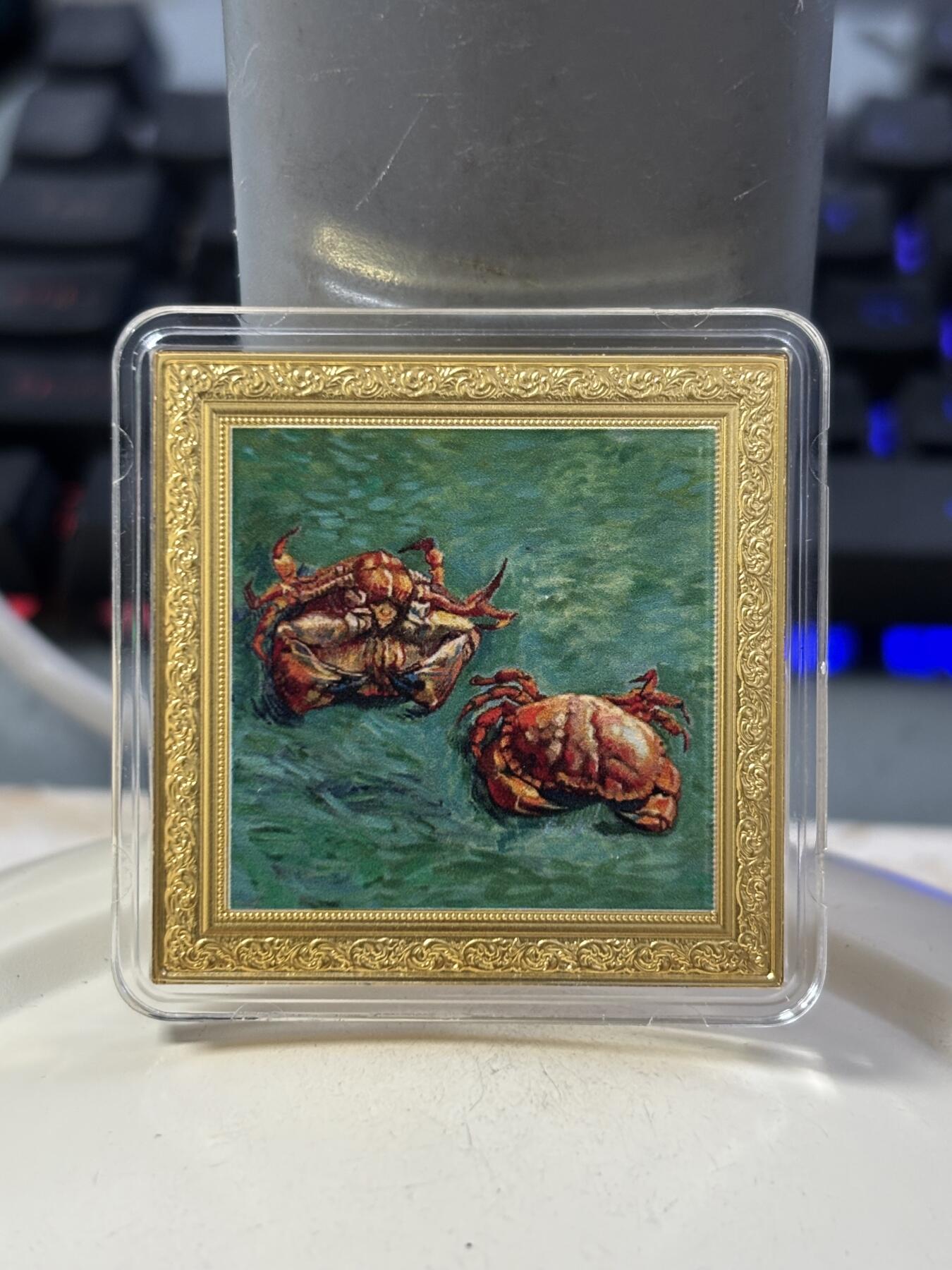 第188期拍卖 纽埃2023年世界名画系列梵高的两只螃蟹镀金彩银币1盎司,999银，发行999枚，
