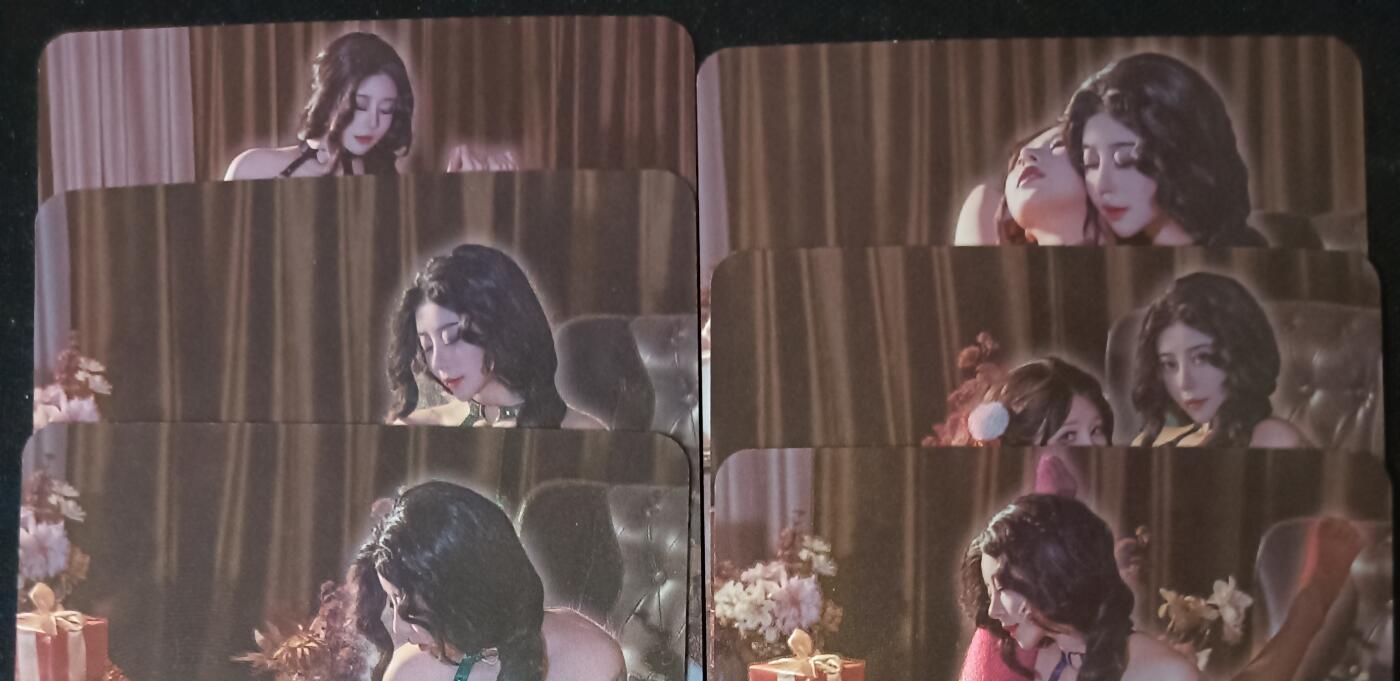 花开卡拍第61期（3月7号周六截拍，品控勿拍!!!拍品不寄存，运费5元（新疆需补运费差价或顺丰到付），自制卡难免瑕疵，可能存在轻微撞角爆边等出厂瑕疵，品控介意勿拍！） 墨卡cos 情 彩闪6张