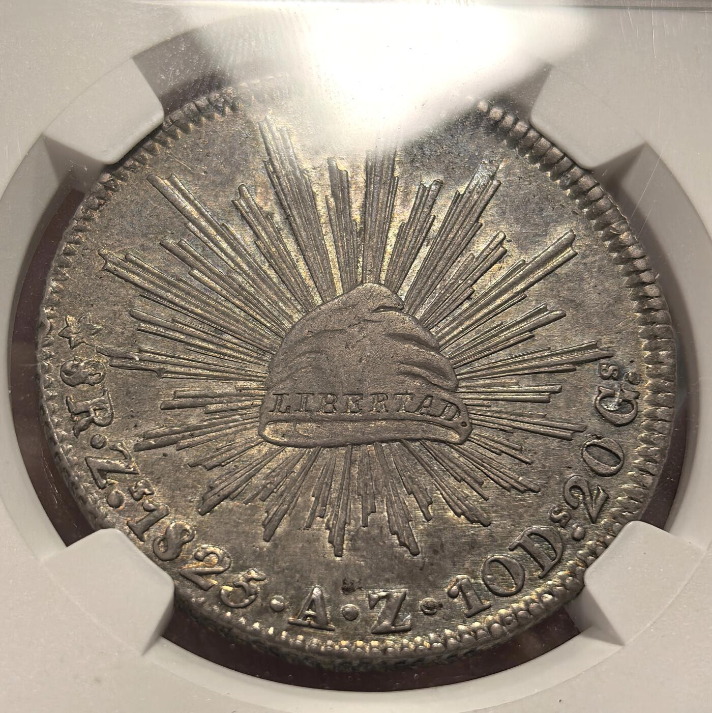 博洋堂世界钱币拍卖第157期（全场包邮） NGC AU53 五彩墨西哥1825年ZS版墨西哥鹰洋 ZS厂首个年份 十分稀少罕见