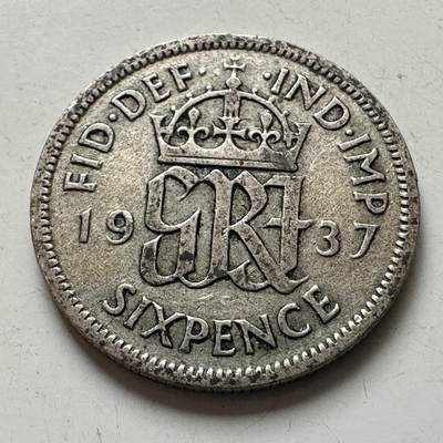 🌹外币初藏🌹🐯2026年第8场  每周二四六晚8️⃣点 接代拍 - 英国1937年6便士银币 2.8克50%银 a