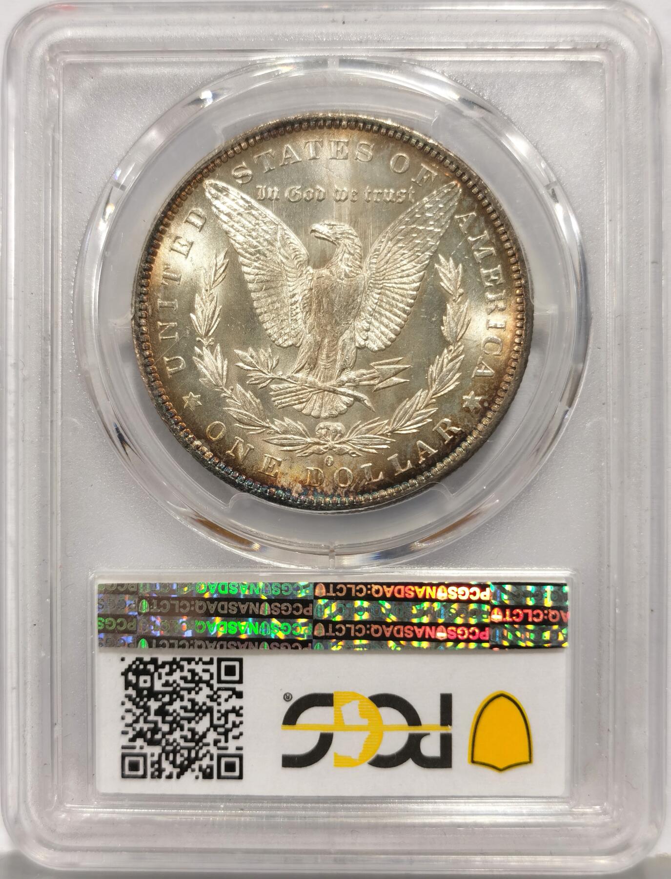博洋堂世界钱币拍卖第157期（全场包邮） PCGS MS66+ 美国1883年O版摩根银币，漂亮环彩，顶级高分