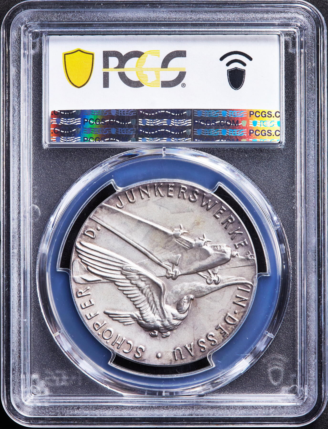 【俄甄集藏】“万象更新、马呈祥瑞”迎新春俄甄精品场-2026年(047)01-21 星期三 晚 19:30 全场包邮 德国第三帝国1935年纪念航空工程师胡戈·容克斯银章，PCGS MS64，少见品种，高浮雕，黄油彩老包浆，唯一冠军分